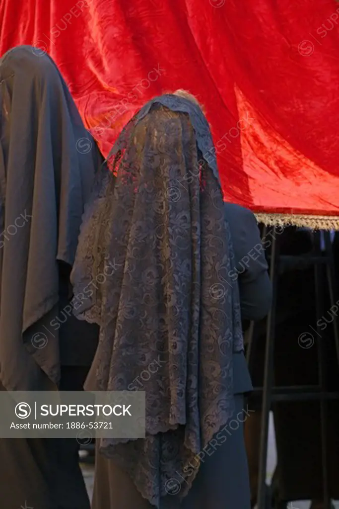 MEXICAN woman in black mantilla during EASTER PROCESSION - TEMPLO DEL ORATORIO, SAN MIGUEL DE ALLENDE, MEXICO