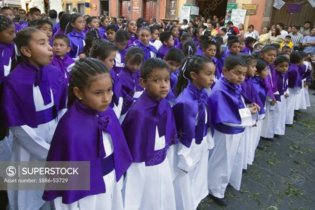 MEXICAN children participating in the EASTER PROCESSION - SAN MIGUEL DE ALLENDE, MEXICO