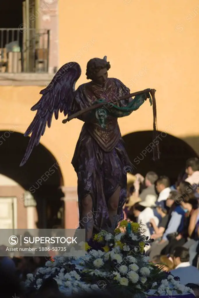 ANGEL statue is carried during EASTER PROCESSION - TEMPLO DEL ORATORIO, SAN MIGUEL DE ALLENDE, MEXICO