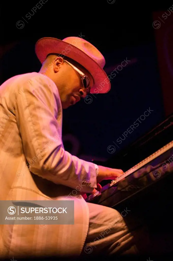 Jason Moran plays the piano preforming with Don Byron at the MONTEREY JAZZ FESTIVAL - CALIFORNIA