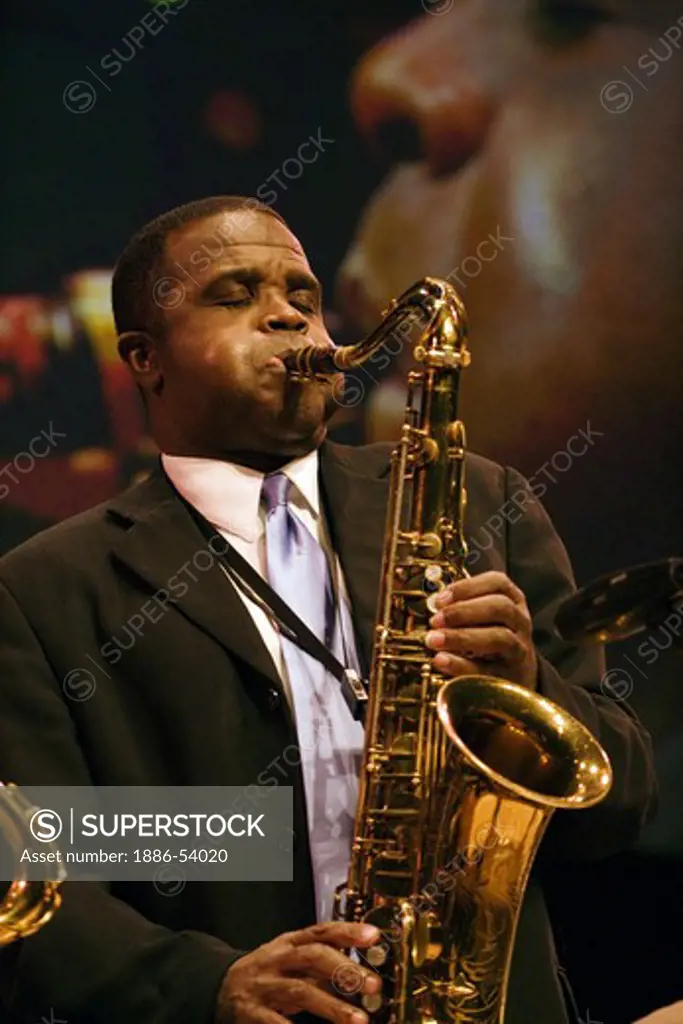 RICKEY WOODARD 'Tenor Saxophone' of the CLAYTON-HAMILTON JAZZ ORCHESTRA performs at THE MONTEREY JAZZ FESTIVAL