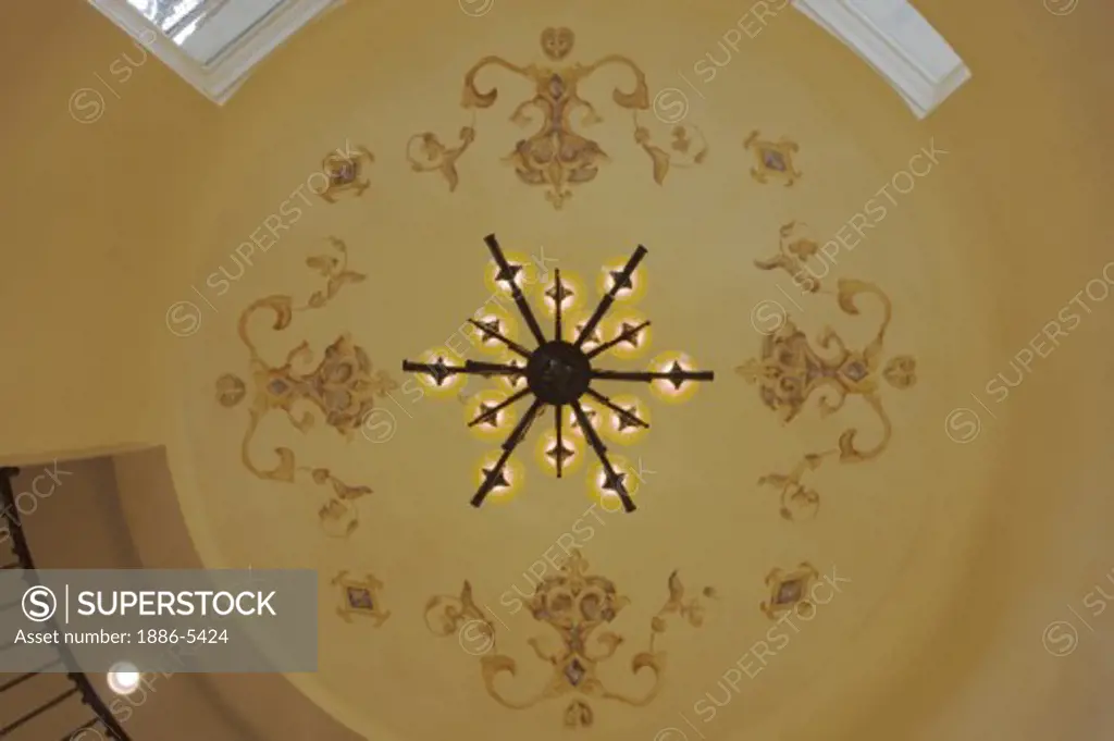 Hand painted DOME CEILING with wrought iron CHANDELIER  - CALIFORNIA LUXURY HOME