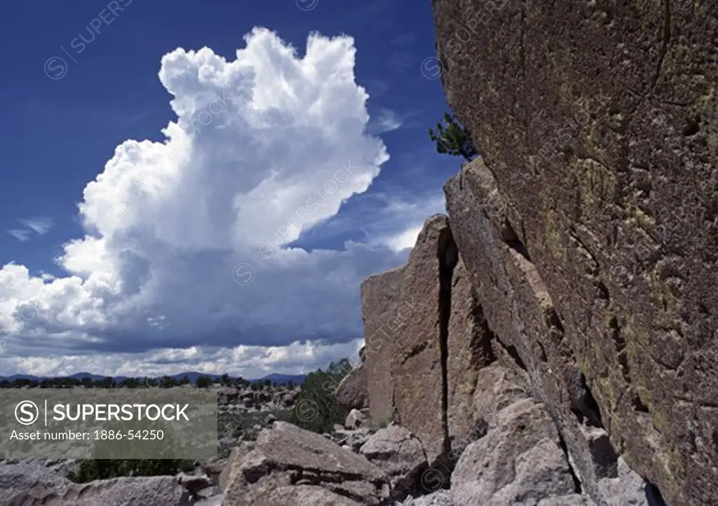 THUNDER CLOUDS & PETROGLYPHS in CHAMA RIVER CANYON (Georgia O'Keefe Country) - NEW MEXICO