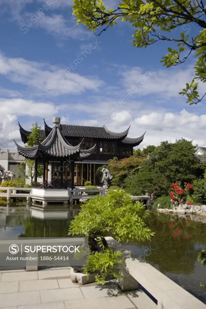 The Tea House sits across Zither Lake at the Portland Classical Chinese Garden,  an authentically built Ming Dynasty style garden - PORTLAND, OREGON