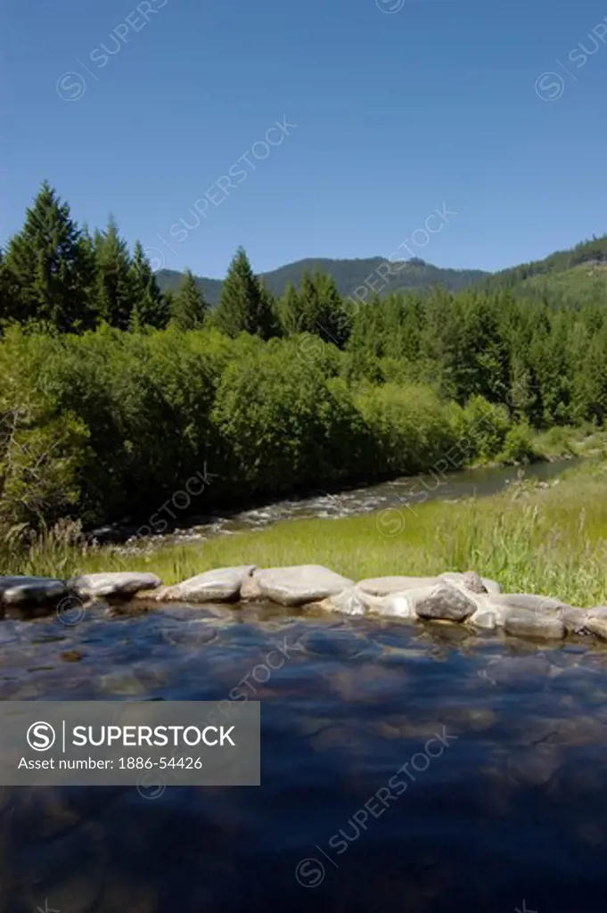 A hot pool at the Breitenbush Hot Springs in the Cascade Mountain range of Central Oregon