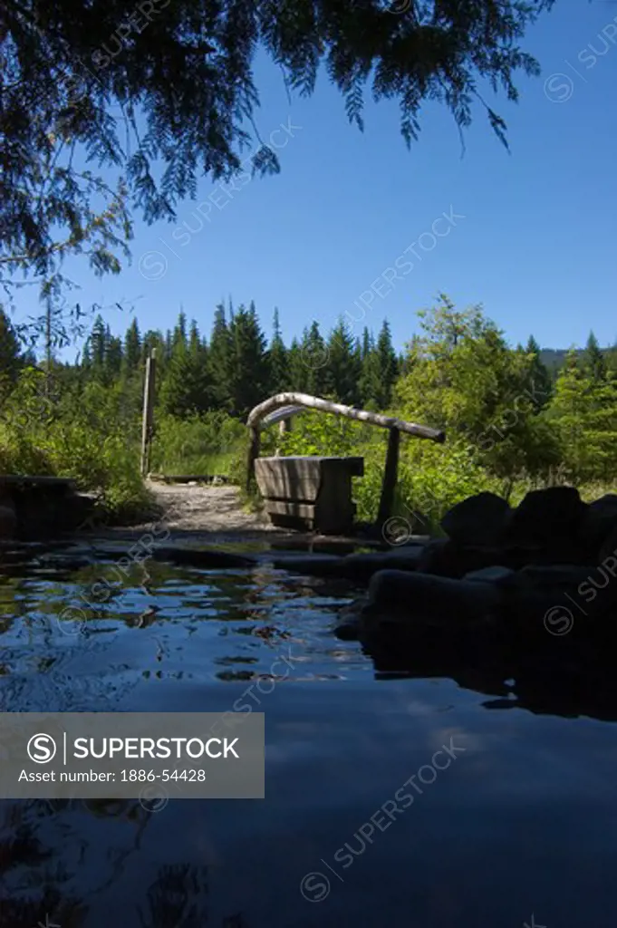 A hot pool at the Breitenbush Hot Springs in the Cascade Mountain range of Central Oregon