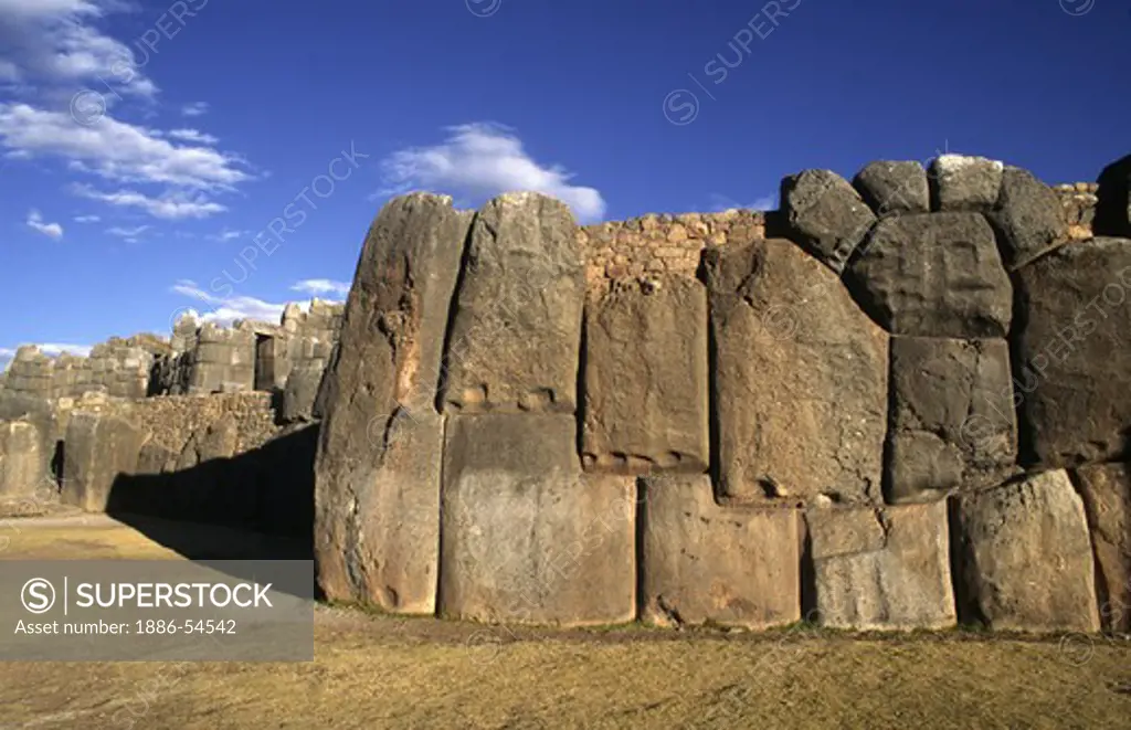 The RUINS of SACSAYHUAMAN incorporate some of the largest stones ever used by the INCA - CUSCO, PERU