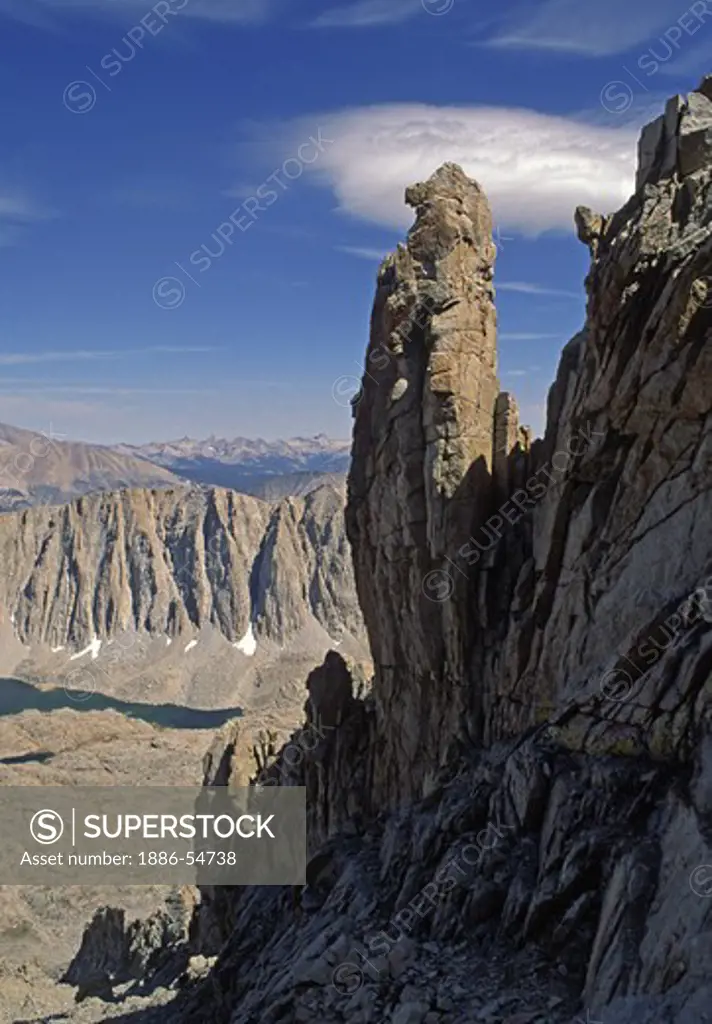 Rock formation &westerly view from near the summit of MT WHITNEY - CALIFORNIA