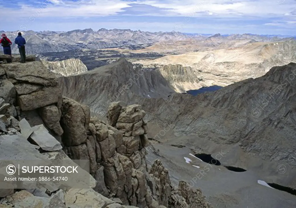 View from the summit of MT WHITNEY (14,496 FEET), THE HIGHEST POINT IN THE CONTINENTAL US