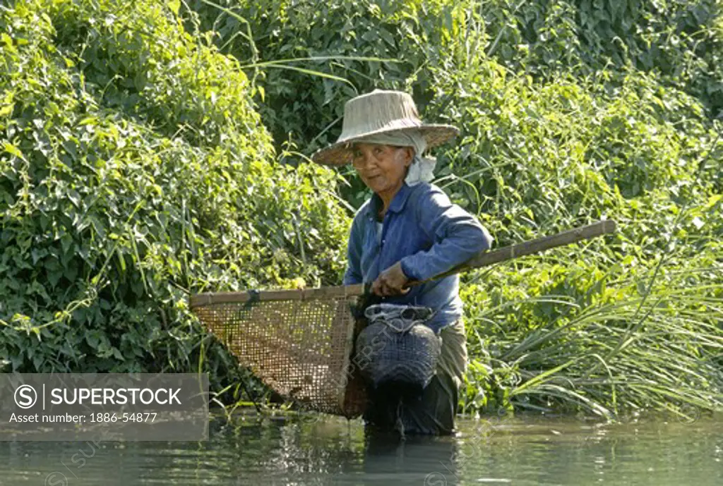 FISHING along a river - NORTHERN, THAILAND (GOLDEN TRIANGLE)
