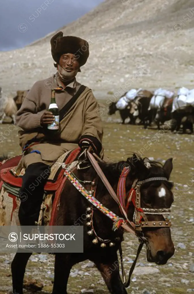 A DRUNK PILGRIM rides around MOUNT KAILASH (6638 METERS) the most sacred HIMALAYAN PEAK - TIBET