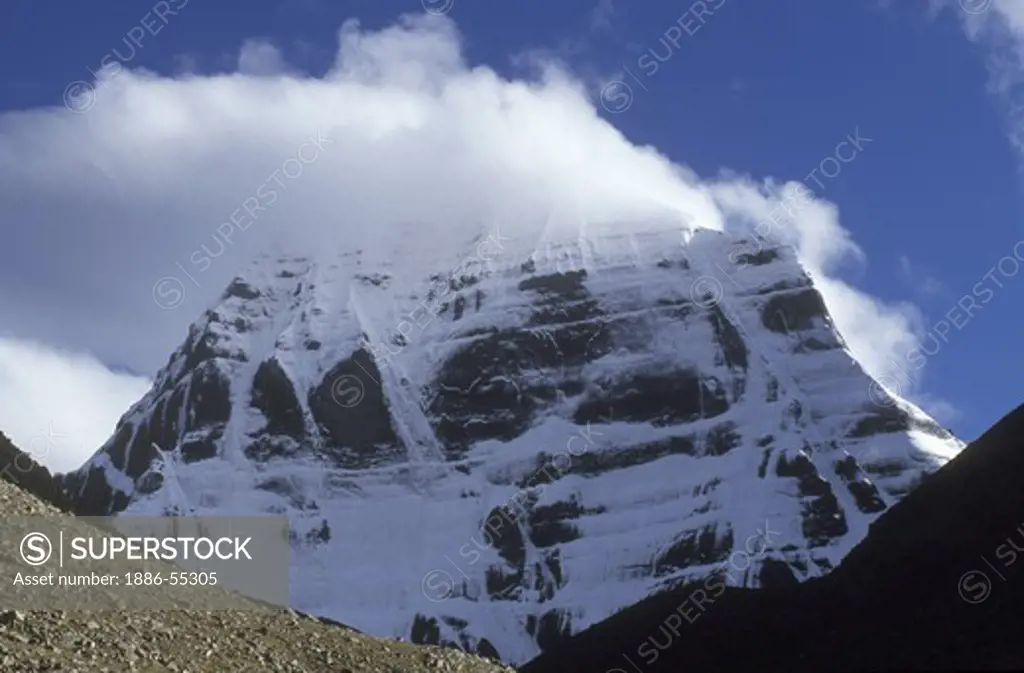 The North face of MOUNT KAILASH (6638 Meters), the most sacred HIMALAYAN PEAK for BUDDHIST & HINDU PILGRIMS - TIBET