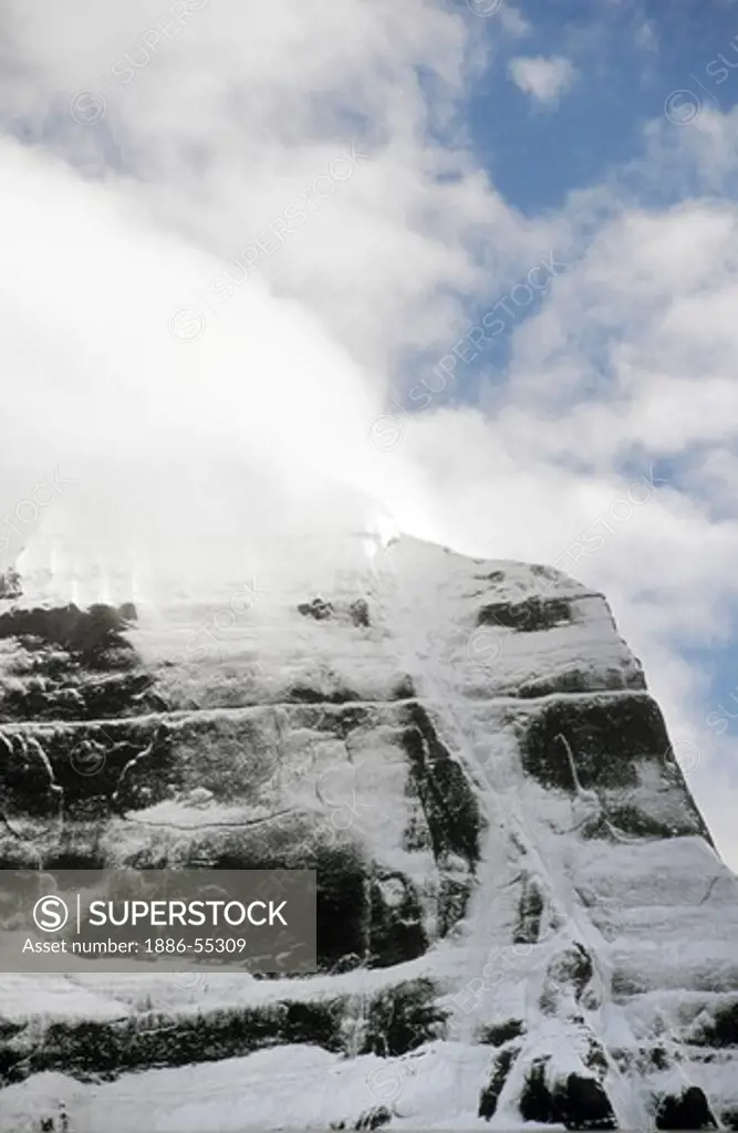 North face detail of MOUNT KAILASH (6638 Meters), the most sacred HIMALAYAN PEAK for BUDDHIST & HINDU PILGRIMS - TIBET