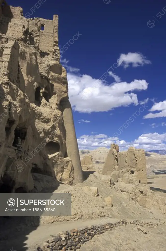 MEDITATION CAVES & RUINS at TSAPARANG (10th C.), the lost city of the GUGE KINGDOM west of MOUNT KAILASH - TIBET