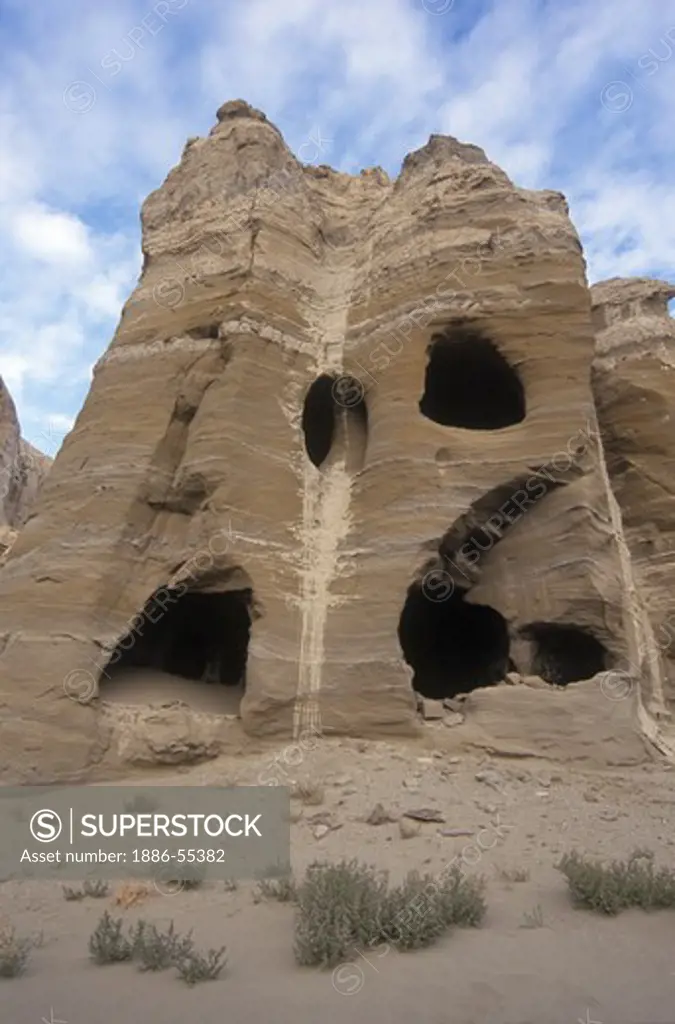 Multilevel CAVE DWELLINGS near THOLING date back to the 10th C. in the GUGE KINGDOM west of KAILASH - TIBET
