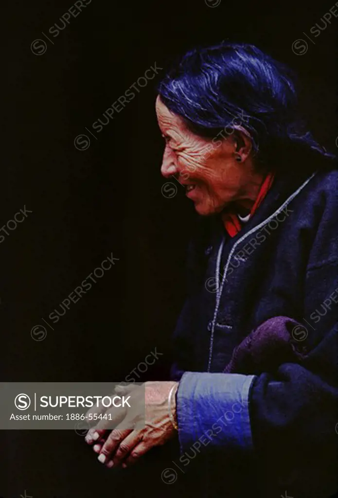 Female Tibetan pilgrim at Drepung Monastery - Lhasa, Tibet