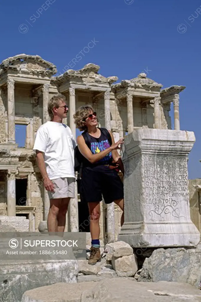 Americans in front of  the Library of Celsus at EHESUS (One of the world's largest Greek/Roman archeological sights) - TURKEY