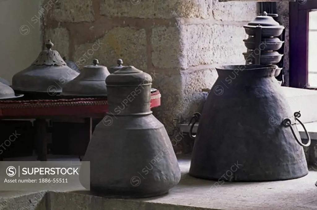 Iron pots & vessels from one of the many kitchens of Topkapi Palace (Ottoman Empire) - Istanbul, Turkey