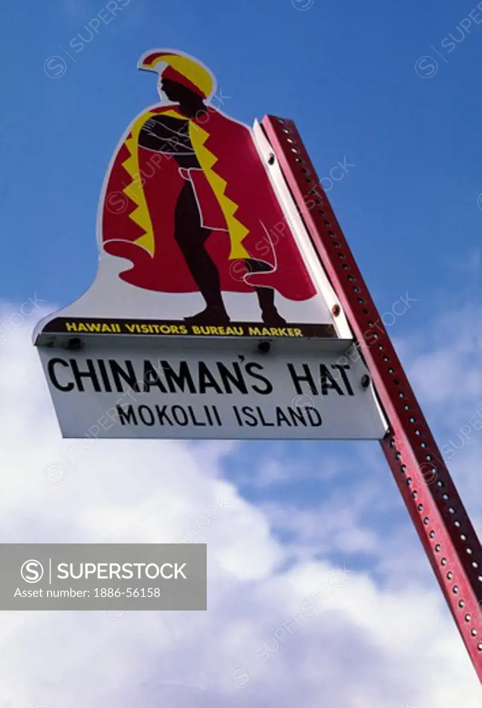 SIGN marking CHINAMAN'S HAT (MOKOLII ISLAND) - OAHU, HAWAII