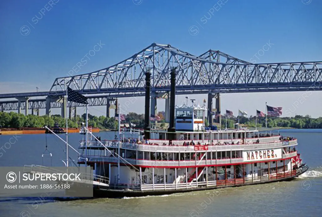 THE NATCHEZ is a PADDLE BOAT which takes daily cruises on the MISSISSIPPI RIVER - NEW ORLEANS, LOUISIANA