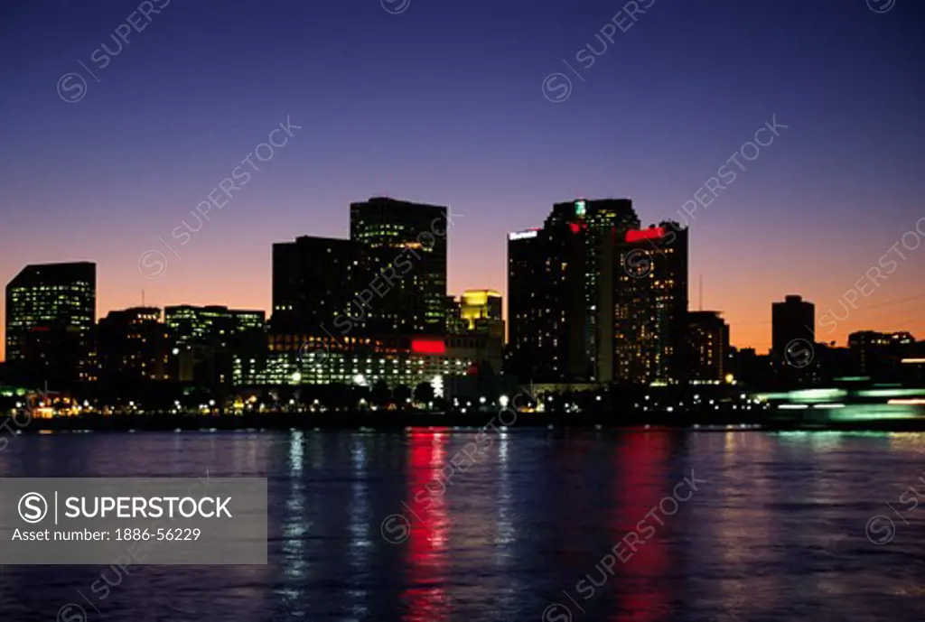NEW ORLEANS as seen at night across the MISSISSIPPI RIVER - LOUISIANA