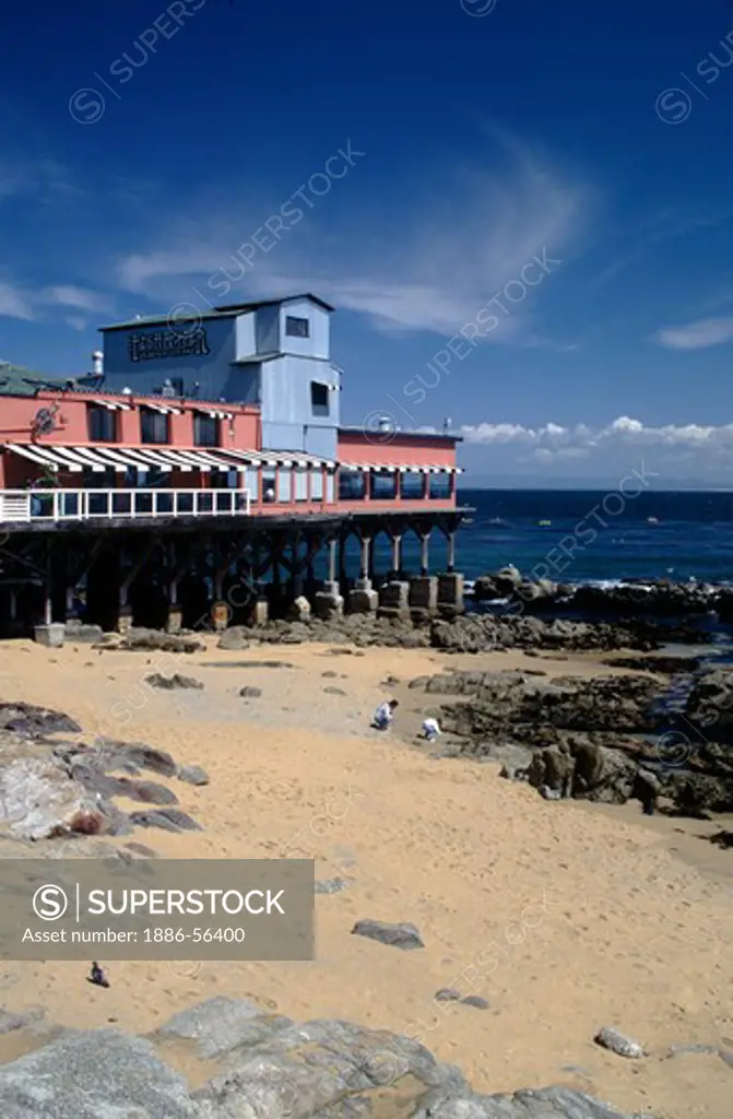 The Fish Hopper Restaurant sits over Monterey Bay on historical CANNERY ROW - MONTEREY, CALIFORNIA