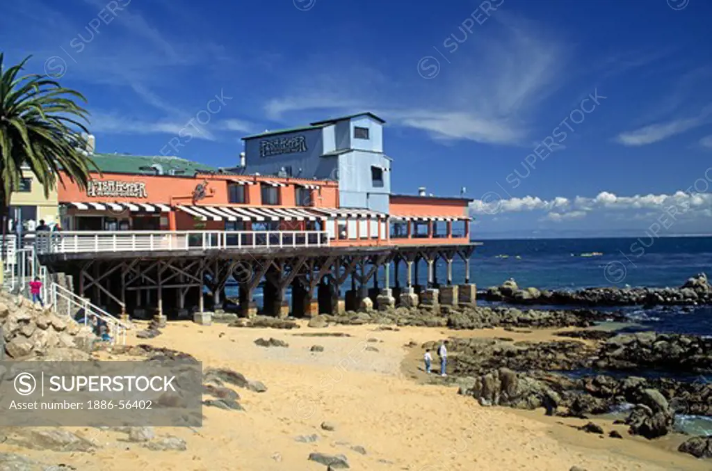 The Fish Hopper Restaurant sits over Monterey Bay on historical CANNERY ROW - MONTEREY, CALIFORNIA