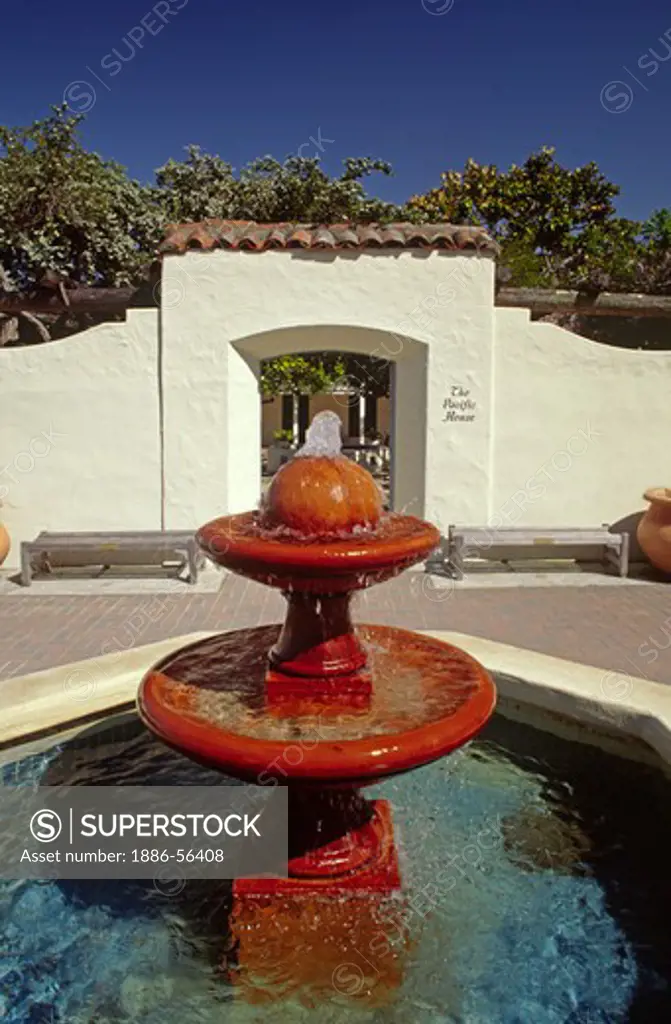 FOUNTAIN in front of the historic Pacific House Gardens - MONTEREY, CALIFORNIA
