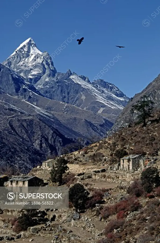 PHORTSE village with Himalayan backdrop - KHUMBU DISTRICT, NEPAL