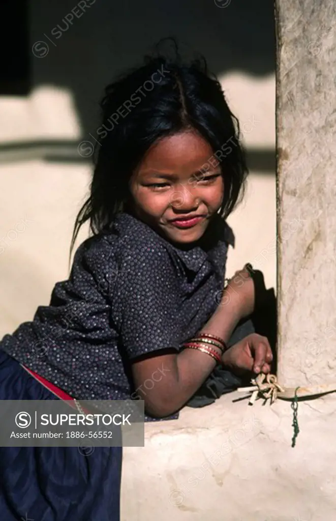Young NEPALI girl - SIKLIS, NEPAL HIMALAYA