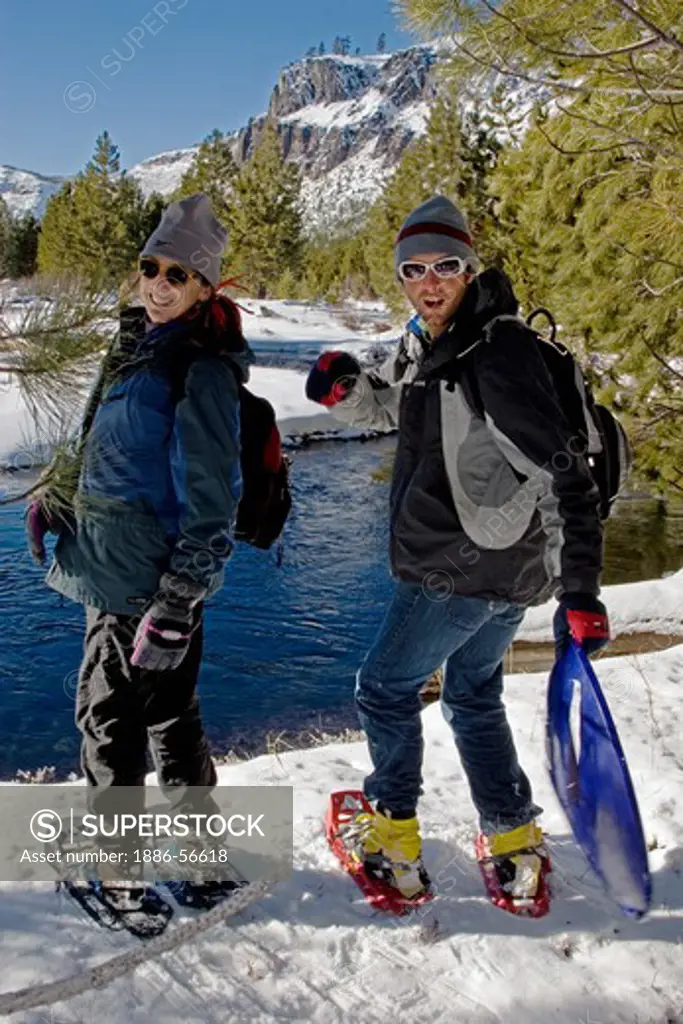 SNOW SHOEING in the Deschutes National Forest near THREE CREEKS LAKE ROAD - SISTERS, OREGON (MR)