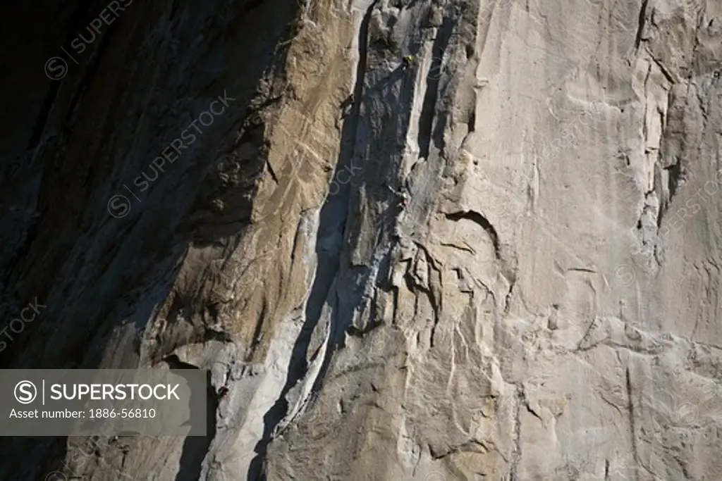 CLIMBERS on the face of EL CAPITAN in the YOSEMITE VALLEY - YOSEMITE NATIONAL PARK, CALIFORNIA