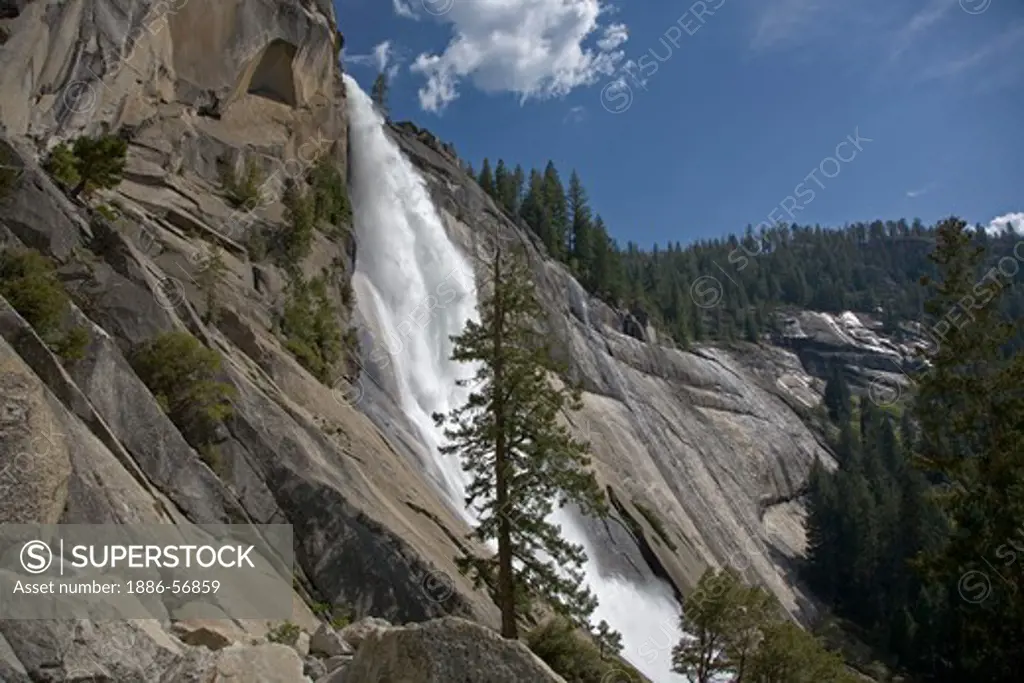 NEVADA FALLS which drops 594 feet as it heads into the YOSEMITE VALLEY - YOSEMITE NATIONAL PARK, CALIFORNIA
