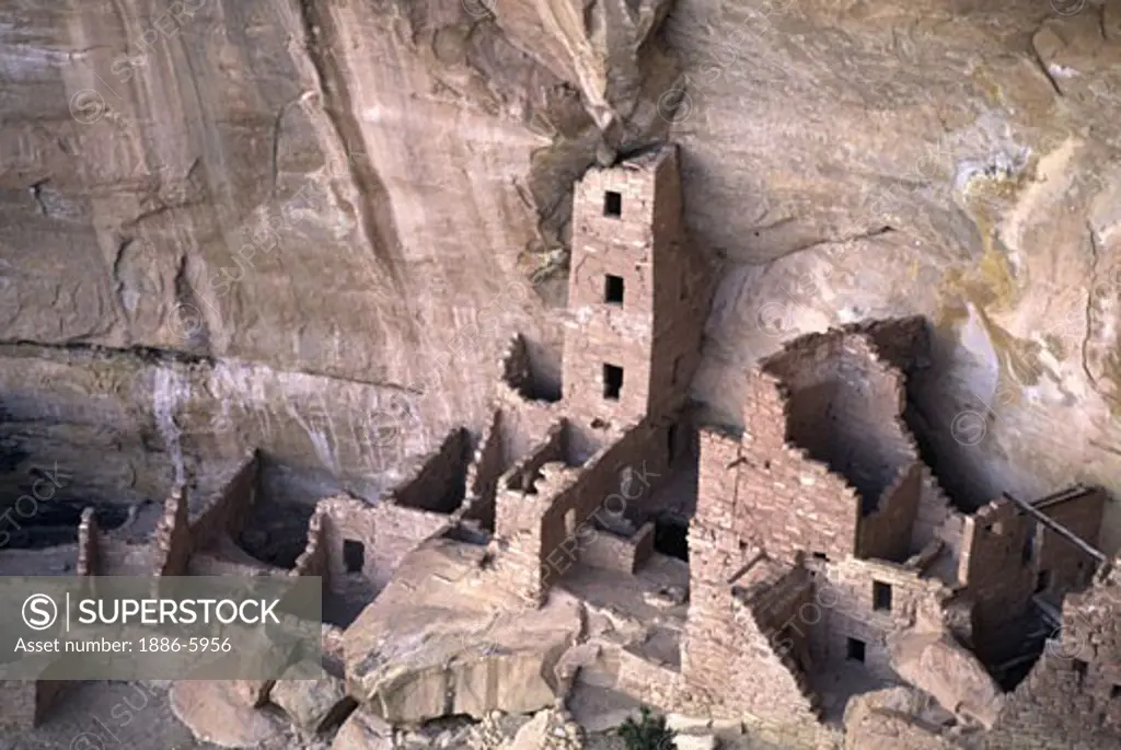 SQUARE TOWER HOUSE is the tallest structure of the ANASAZI ruins of MESA VERDE NP  
