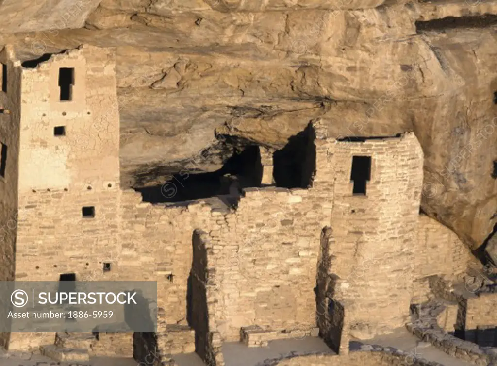 Square tower of CLIFF PALACE, the most extensive ANASAZI ruin of MESA VERDE NP (1200 AD) 