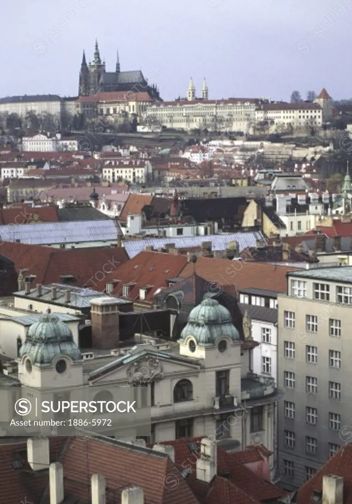 Historic PRAGUE, as seen from the tower of OLD TOWN HALL, is largely intact as it survived WWII - CZECH REPUBLIC