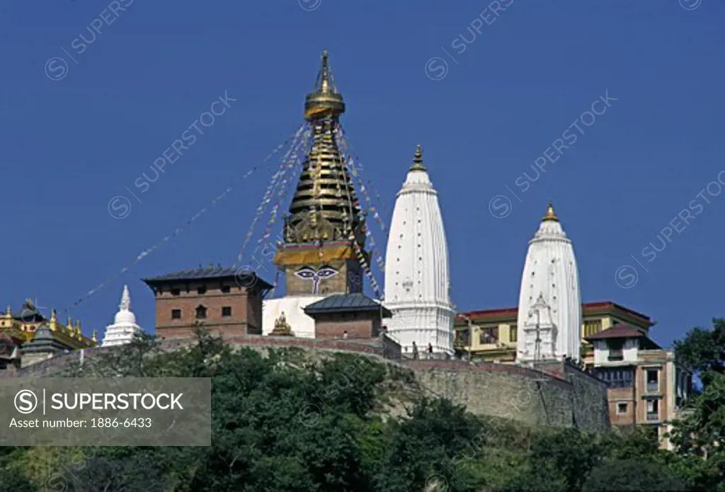 Sitting atop a hill in the Kathamndu Valley is the ancient SWAYAMBUNATH TEMPLE COMPLEX.