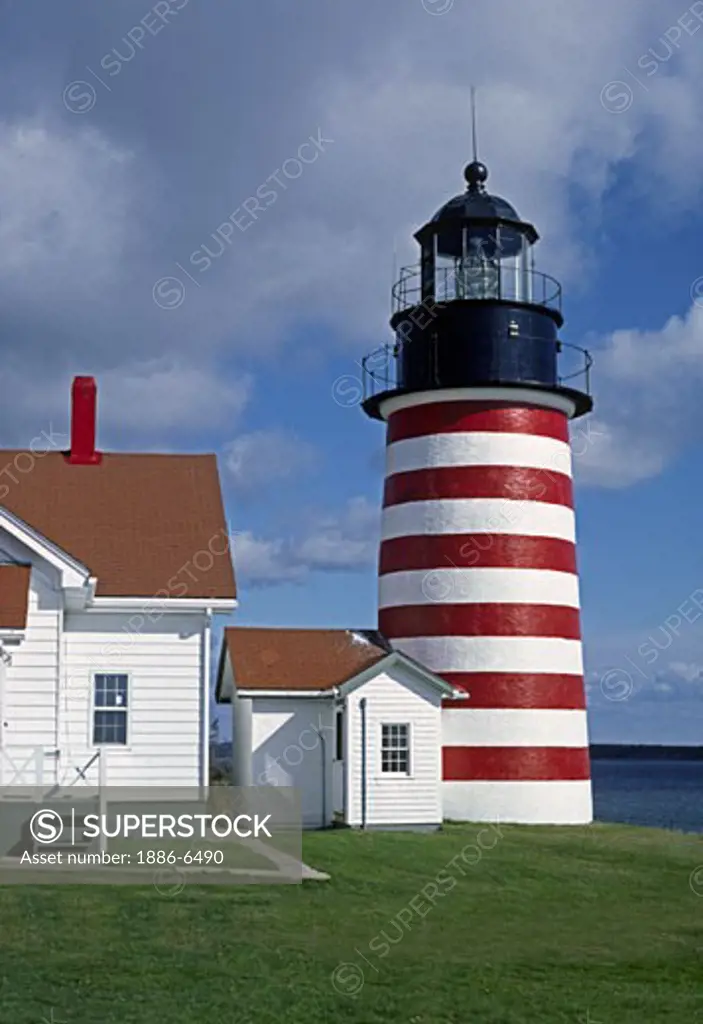 WEST QUODDY HEAD LIGHTHOUSE was commissioned in 1808 by President THOMAS JEFFERSON and rebuilt in 1858 - MAINE, USA