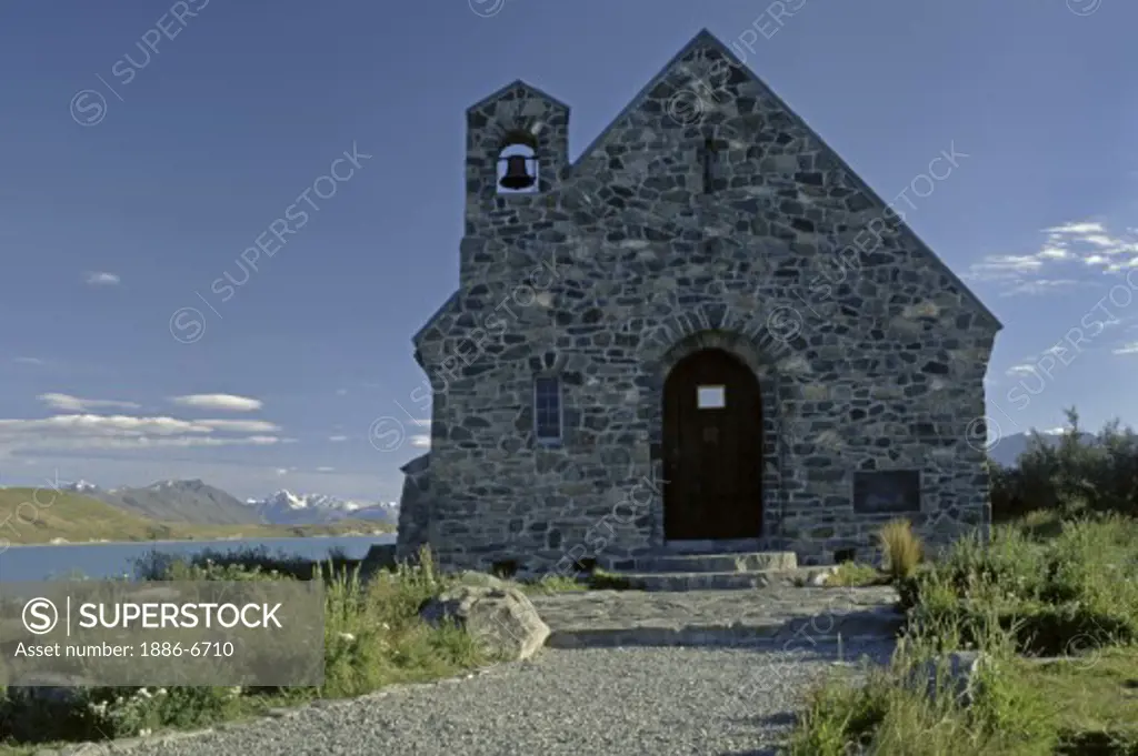 historic stone church on the shores of beautiful LAKE TEKAPO in the heart of the SOUTHERN ALPS - SOUTHLAND, NEW ZEALAND