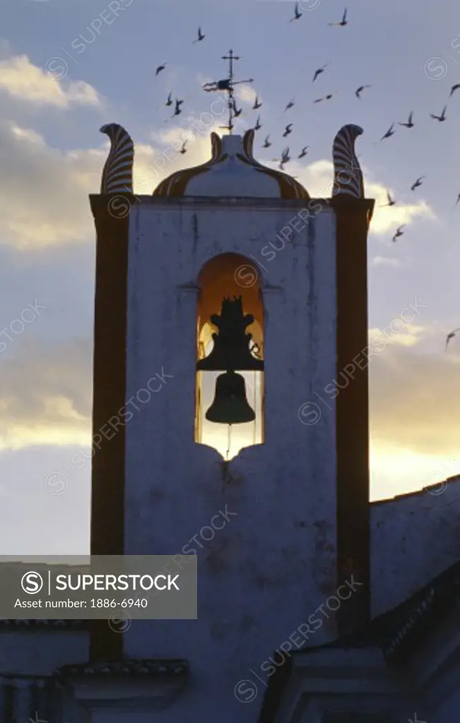 BELL TOWER of CHURCH built in 1808 in TAVIRA, one of the ALGARVE'S most charming cities - PORTUGAL 