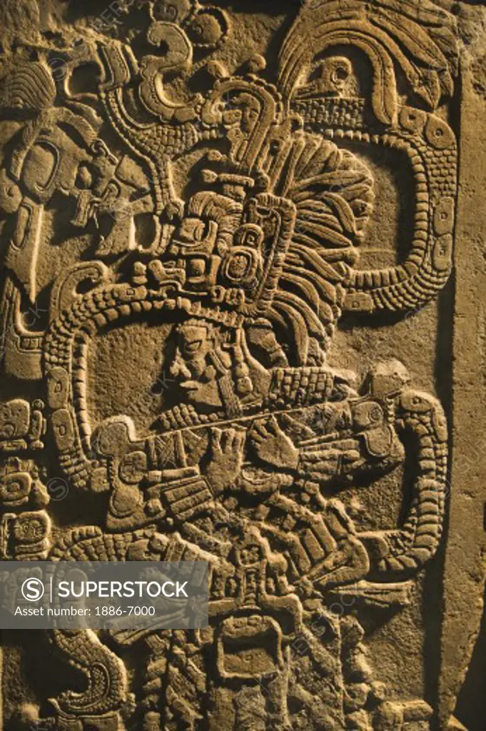 Bas relief of Mayan Royalty in the new de Young Museum, built by architects Herzog and de Meuron - San Francisco, California