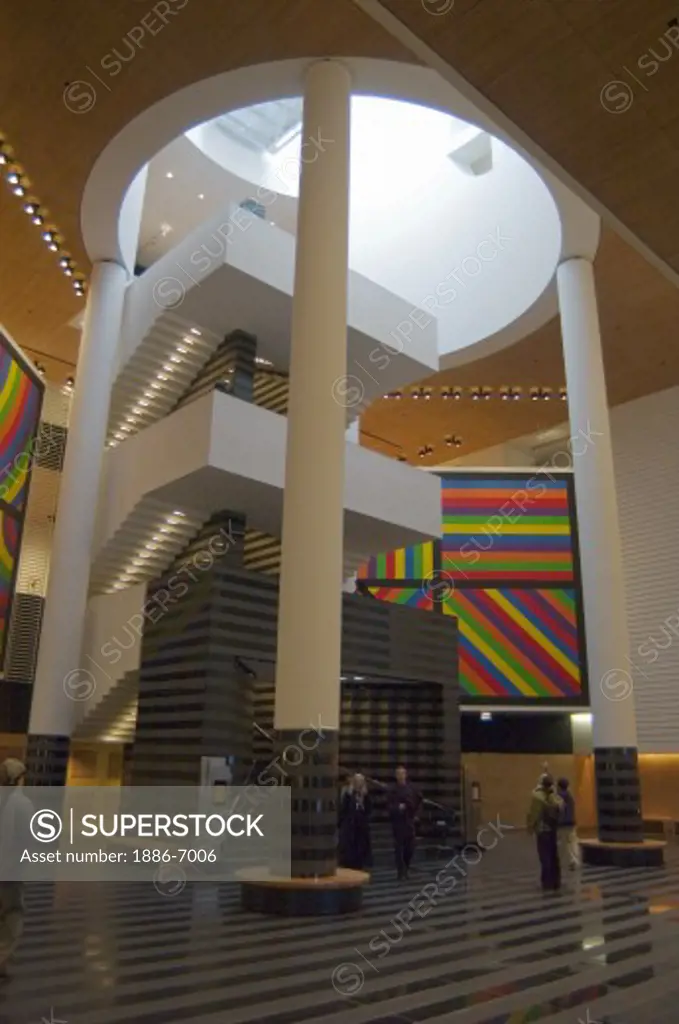 The architectural columns in the lobby of the San Franciso Museum of Modern Art (SF MOMA) - San Francisco, California
