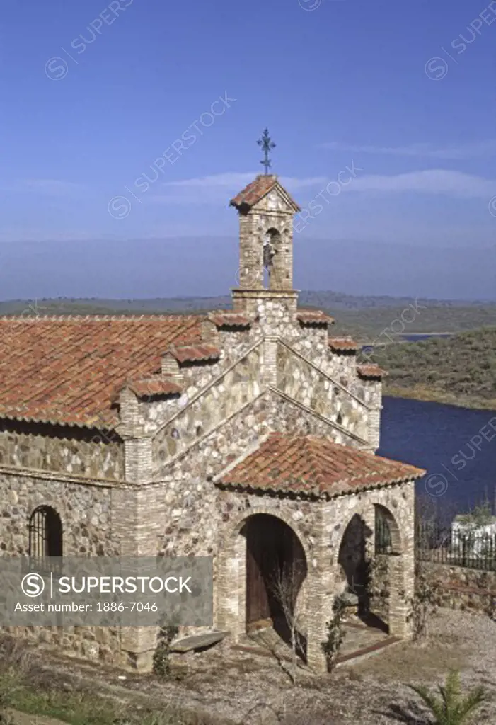 A STONE CHURCH above ORELLANA RESEVOIR - SPAIN 