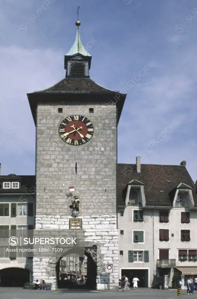 CLOCK TOWER leading to the historic section of the town -  SWITZERLAND