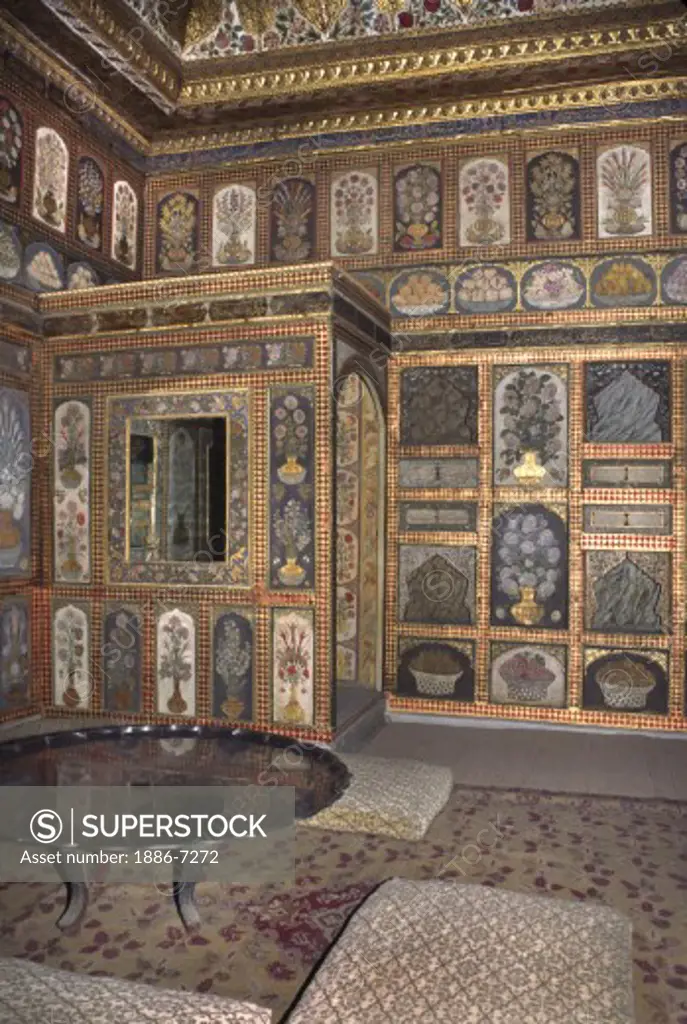 One of the  beautifully painted, tiled, and decorated sitting rooms of The Harem - Topkapi Palace (Ottoman Empire), Istanbul