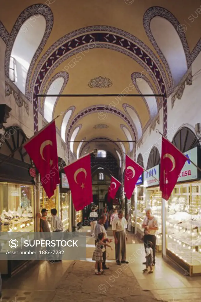 The Covered Bazaar of Istanbul; the World's largest with 4,000 shops and half a million daily shoppers - Turkey