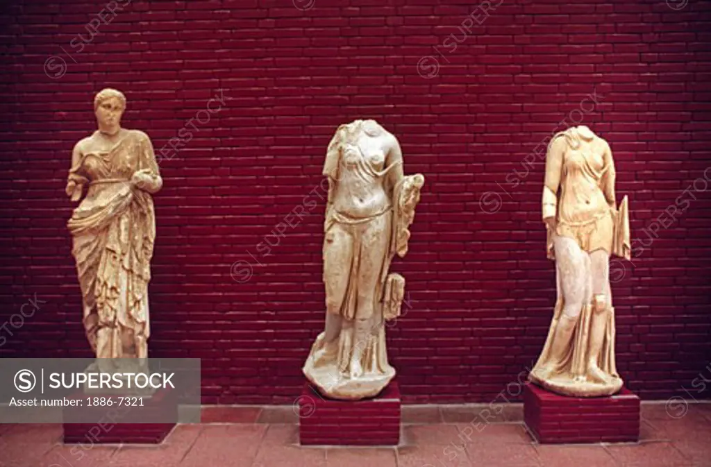 Three marble statue in the EPHESUS MUSEUM  - TURKEY