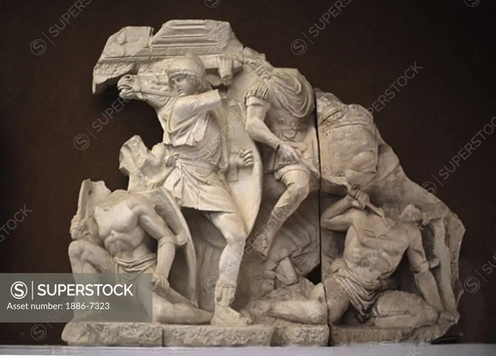 Statue of battle scene in  the EPHESUS MUSEUM - TURKEY
