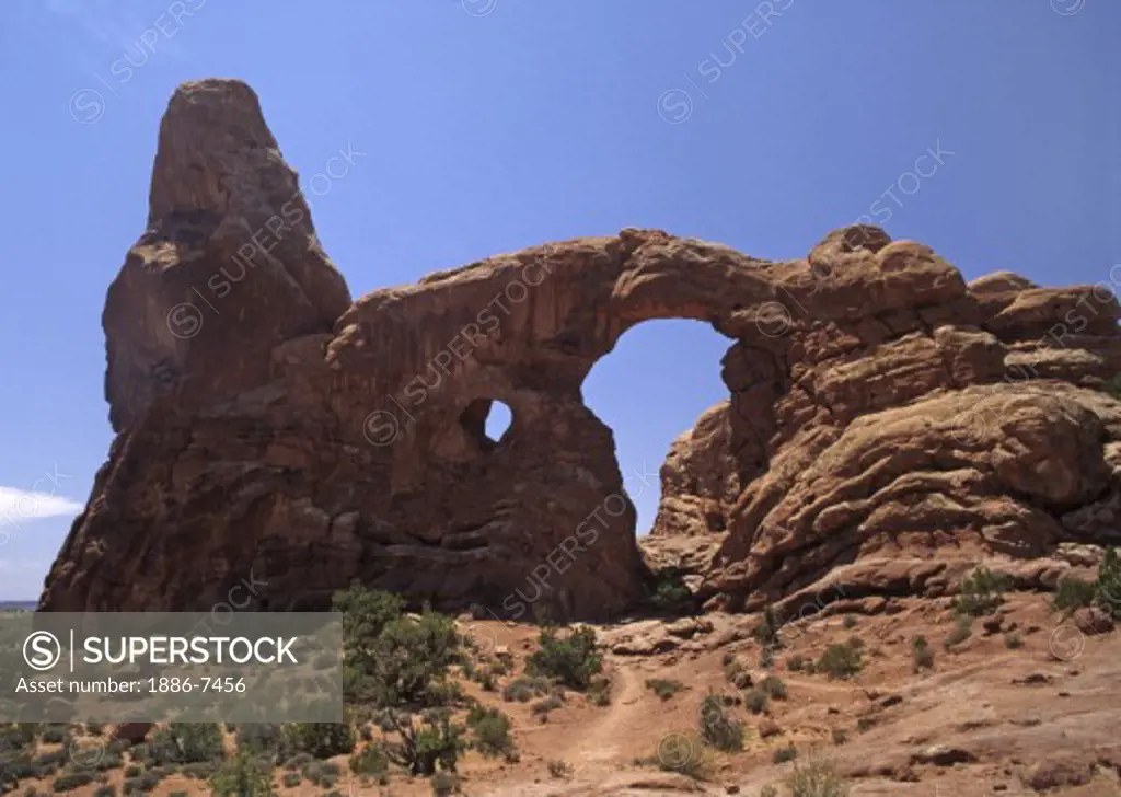 View of TURRET ARCH - ARCHES NATIONAL PARK, UTAH