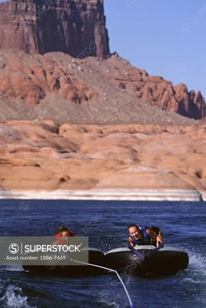 A fast ride on INNERTUBES makes for great fun at LAKE POWELL NATIONAL RECREATION AREA, UTAH